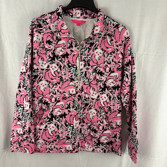 Lilly Pulitzer Skipper Popover Half Zip Koala Bear Large Sweatshirt Bamboo Pull - Picture 1 of 8